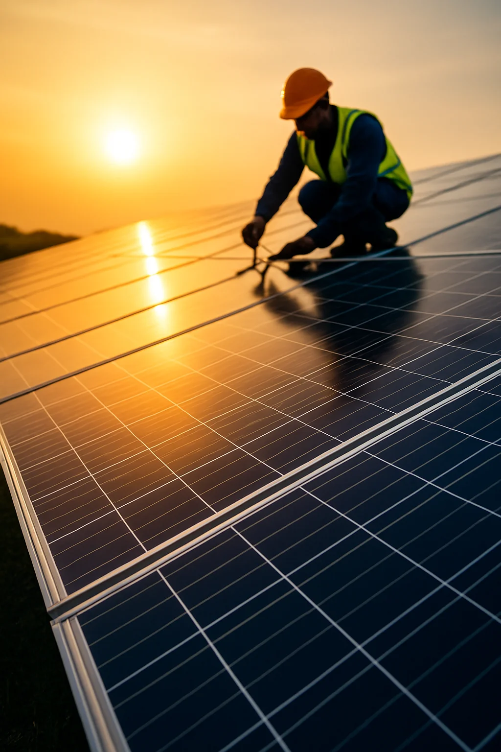 Instalare panouri fotovoltaice la apus